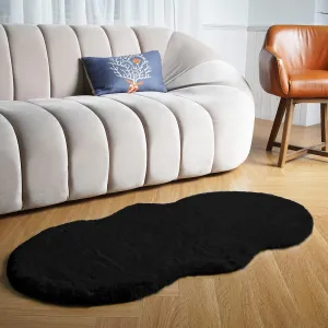 Latepis Black Shag Rug 2x4 Rugs for Bedroom Furry Shaggy Rug Washable Faux Rabbit Fur Rug Small Cute Rug Fluffy Rug for Cushion Nursery Kids Room Home Decor Sheepskin