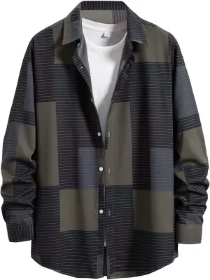 LCMTWX Men's Cotton Plaid Shirts Jacket Hooded Collar Long Sleeve Shirt Blouse Men Plus Size Big&Tall Mens Coat Long Sleeve