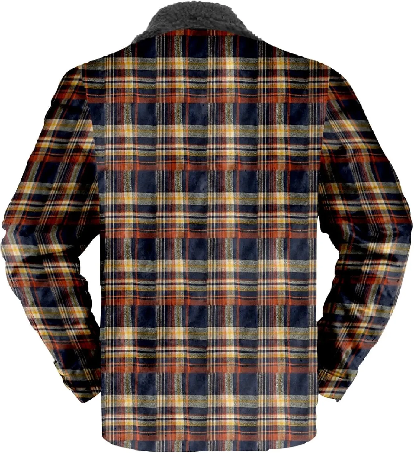 LCMTWX Men's Fleece Lined Flannel Shirt Jacket Winter Plaid Button Down Stand Collar Snow Coat Jacket Outwear with Casual