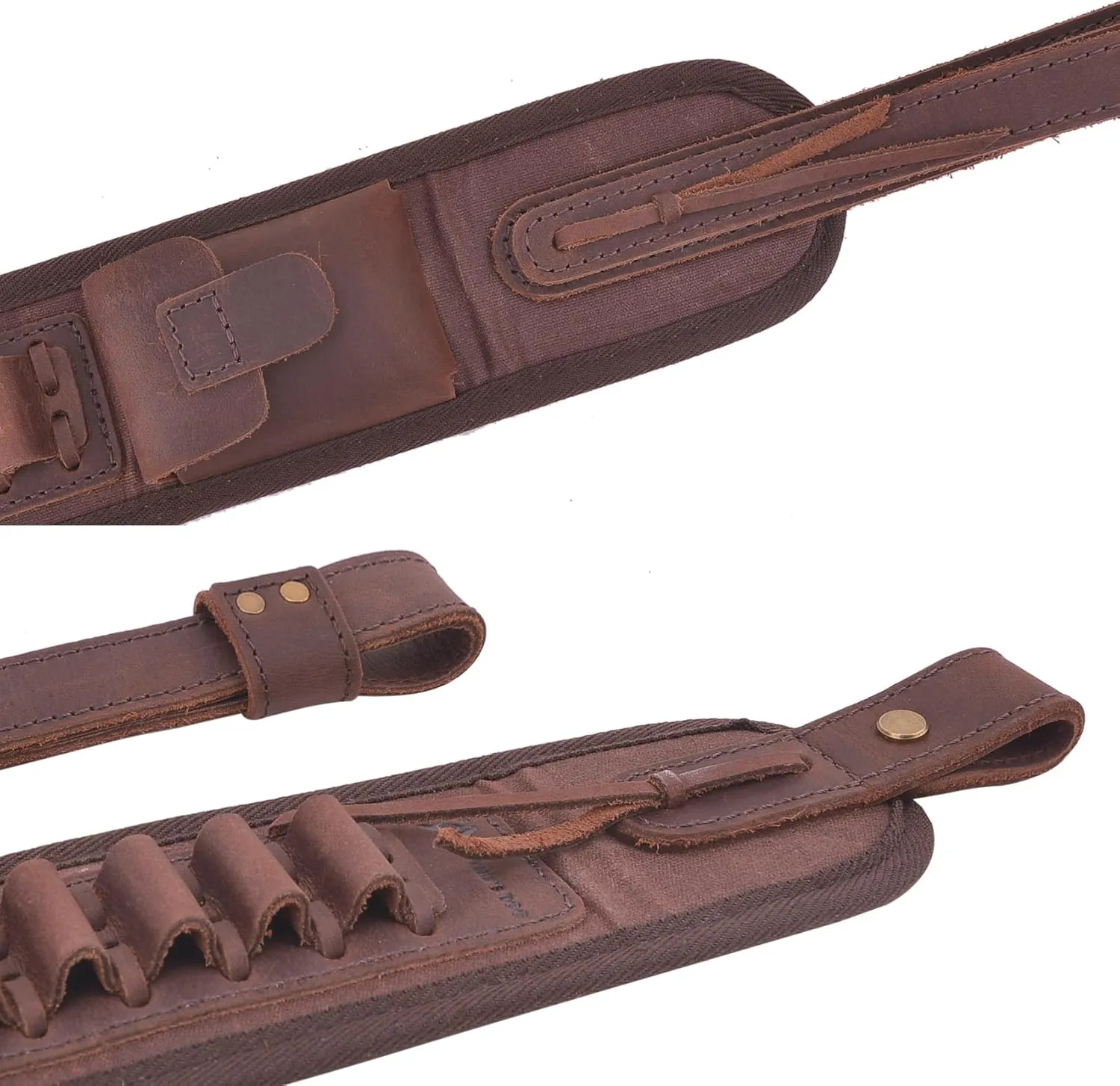 Leather Ammo Holder Rifle Sling Hunting Gun Strap for 30/30 .357 .45 .45-70 .22 12GA 20GA