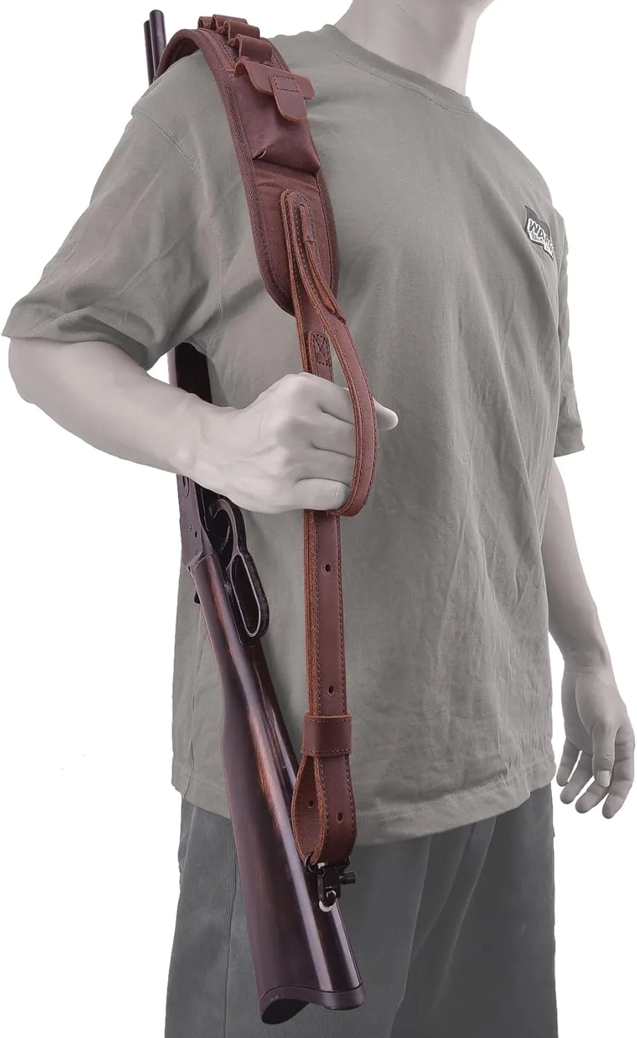 Leather Ammo Holder Rifle Sling Hunting Gun Strap for 30/30 .357 .45 .45-70 .22 12GA 20GA