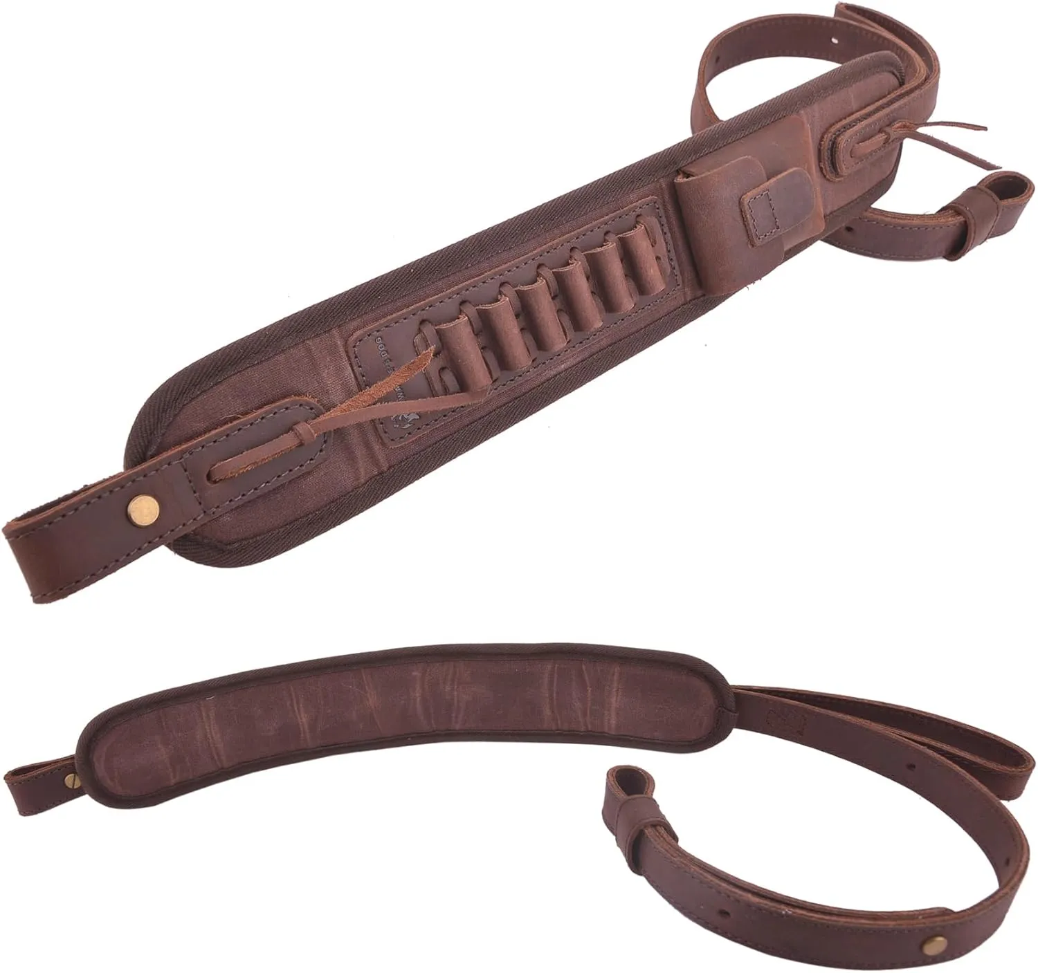 Leather Ammo Holder Rifle Sling Hunting Gun Strap for 30/30 .357 .45 .45-70 .22 12GA 20GA
