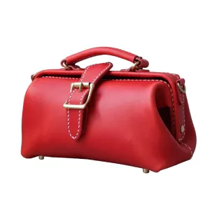 Leather Doctors Bag- Doctor Style Bag, Leather Purse, Off Shoulder Bag, Monogram Leather Bag, Every Day Carry (red)