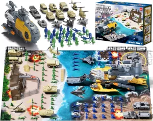 Lehoo Castle Army Men Playset with Turret & Submarine, Including Military Vehicles, Plastic Army Action Figures, Military Army Navy Toys Soldiers for Boys Age 4 