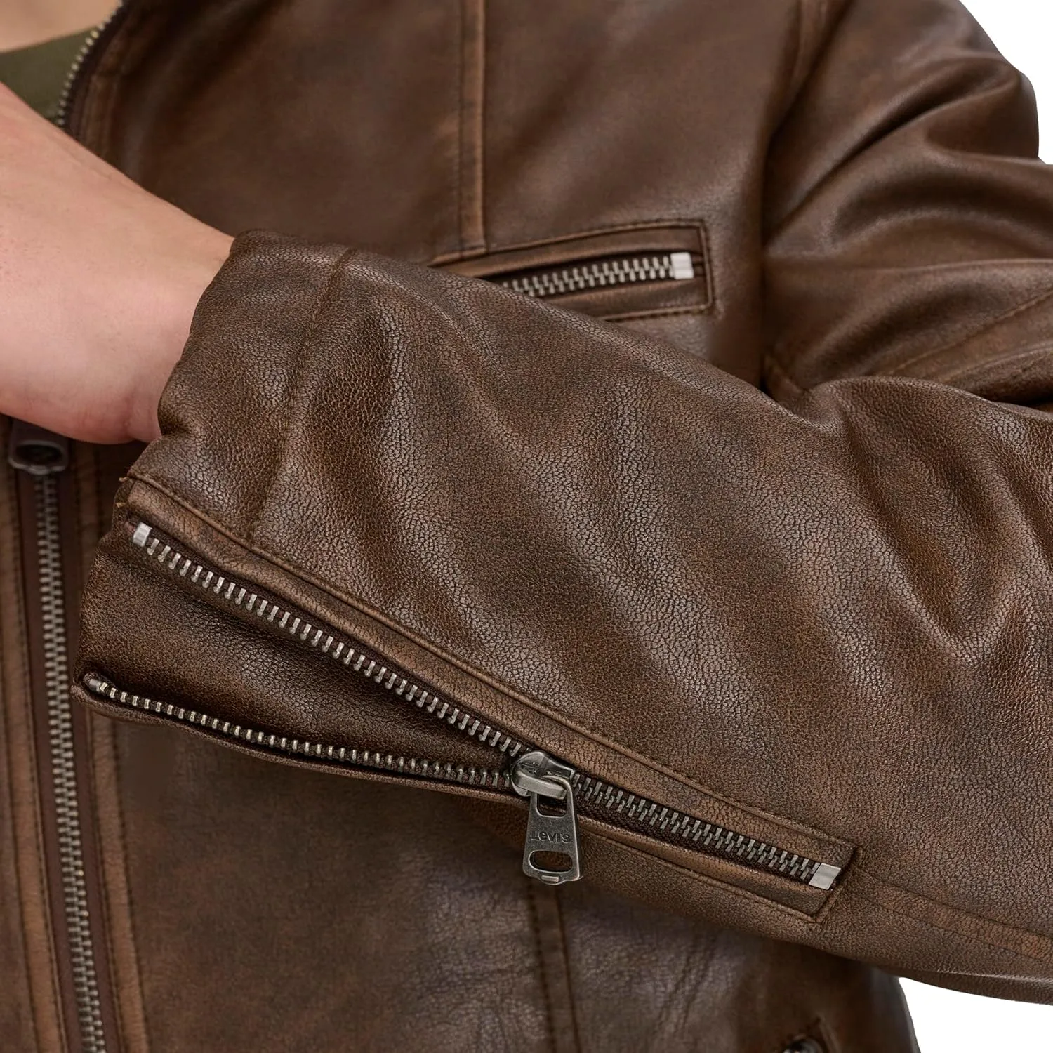 Levi's mens Faux Leather Racer Jacket