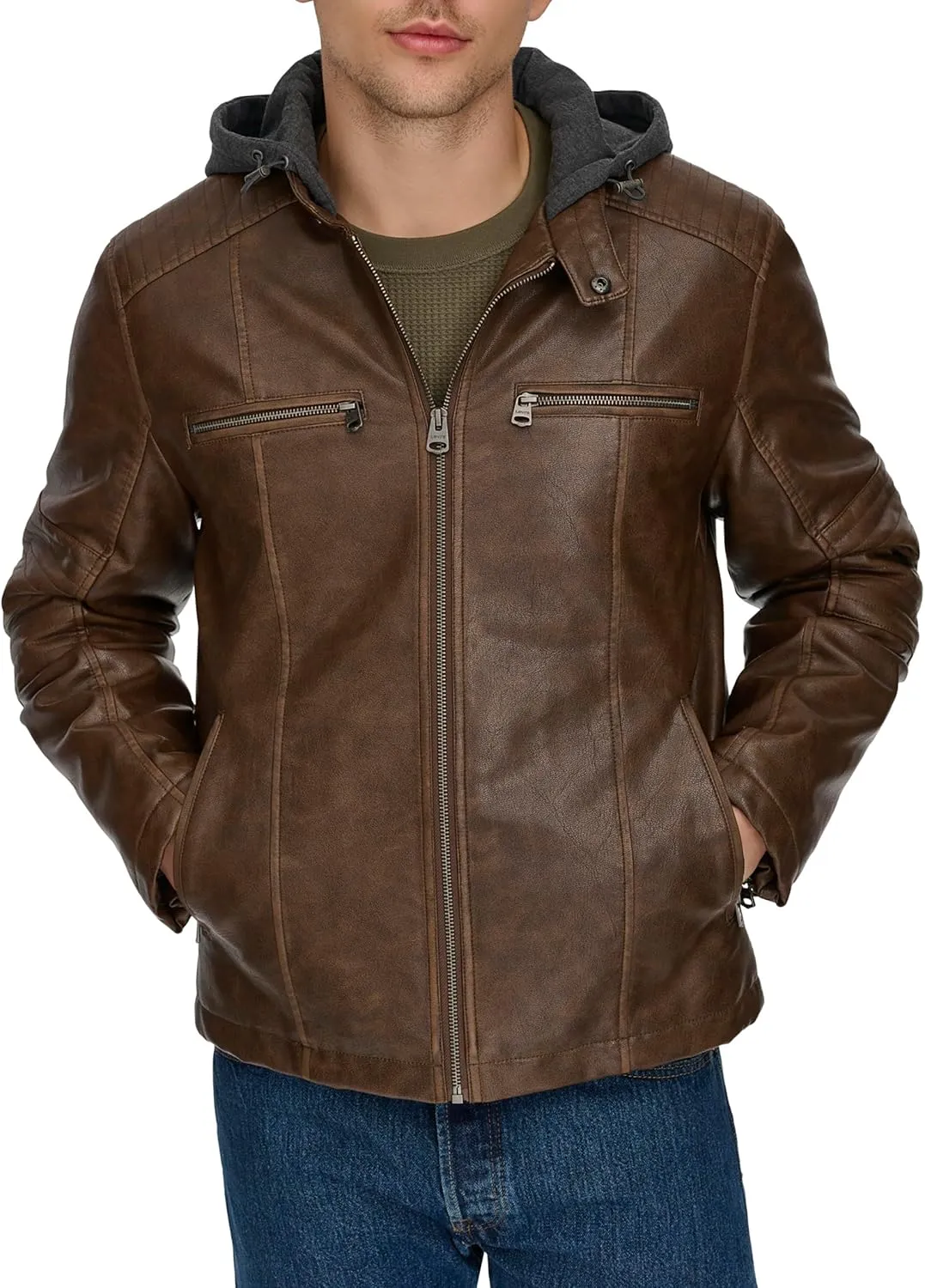 Levi's mens Faux Leather Racer Jacket