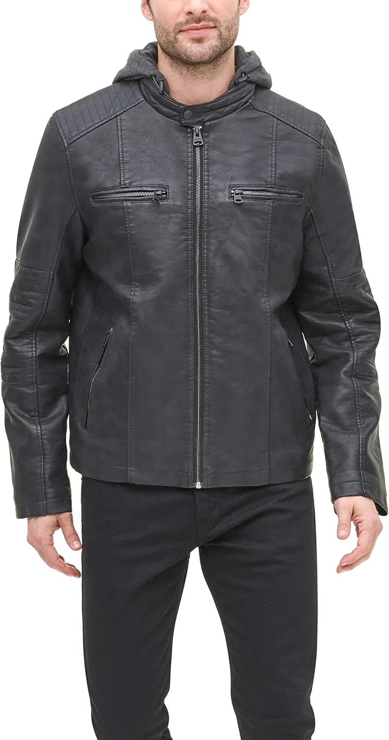 Levi's mens Faux Leather Racer Jacket