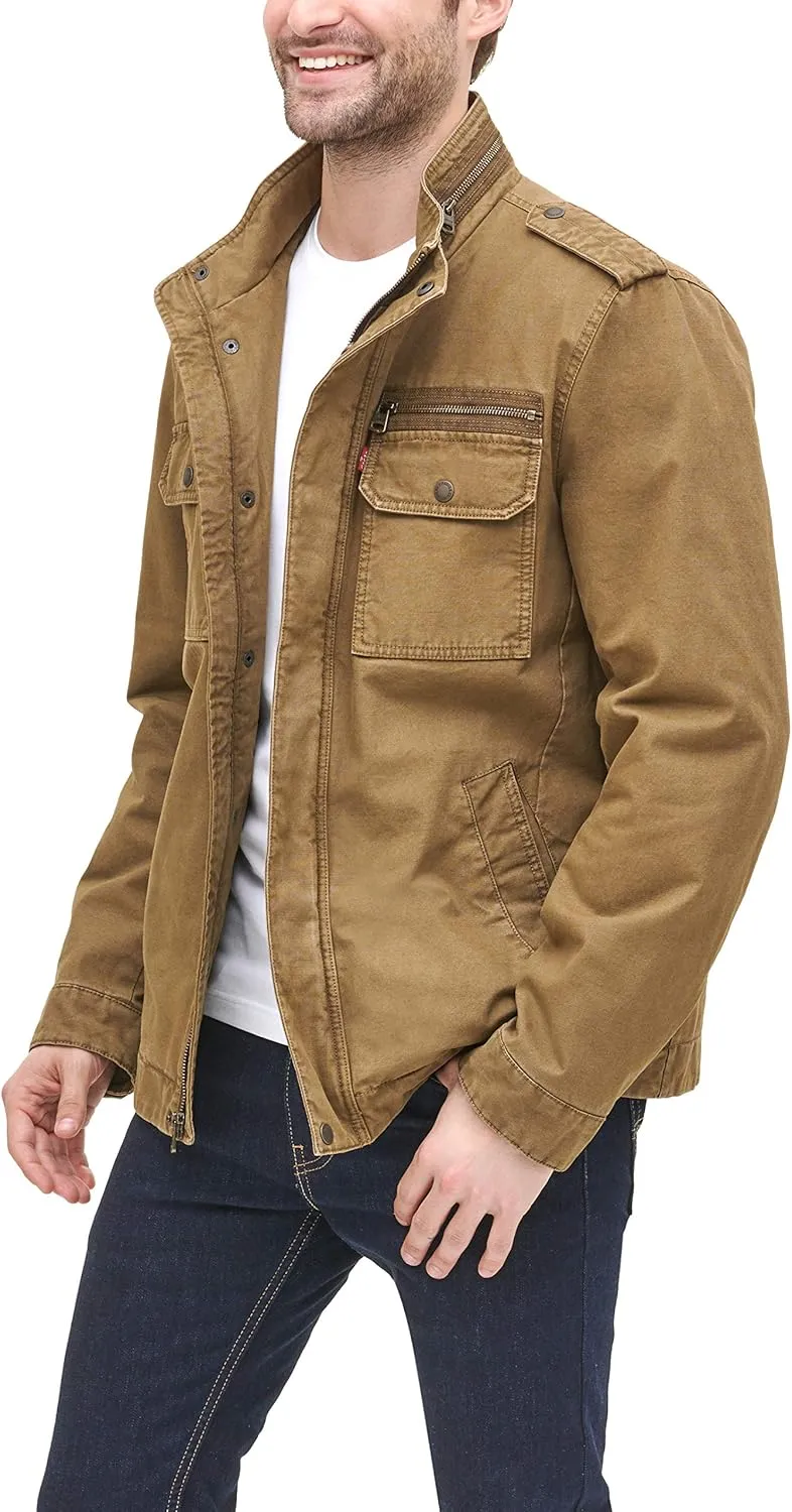 Levi's Mens Washed Cotton Military Jacket (Regular & Big & Tall Sizes)