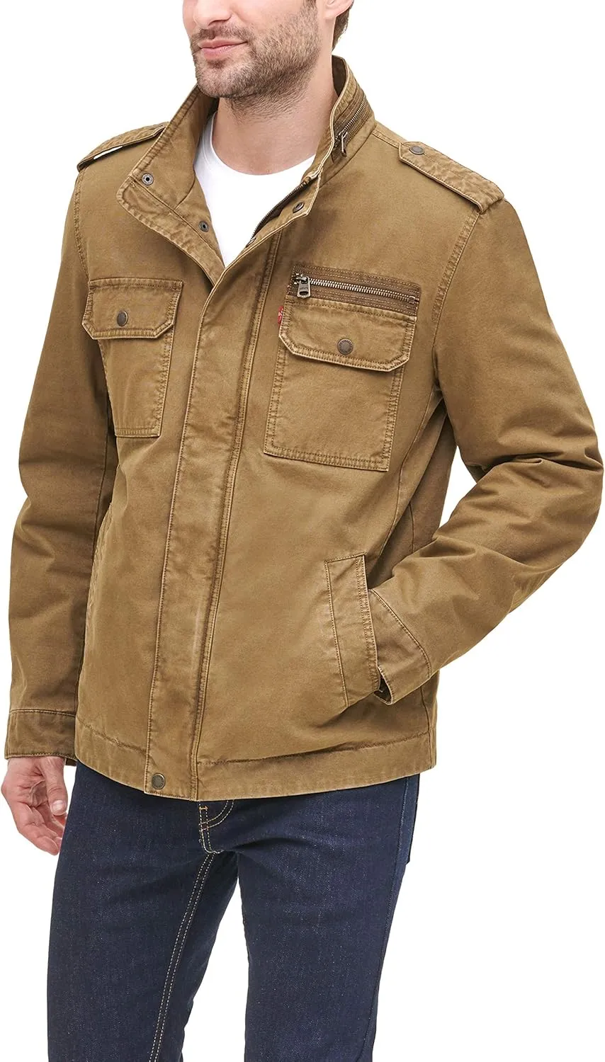 Levi's Mens Washed Cotton Military Jacket (Regular & Big & Tall Sizes)