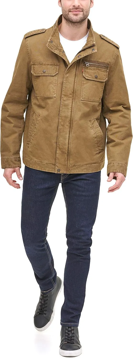 Levi's Mens Washed Cotton Military Jacket (Regular & Big & Tall Sizes)