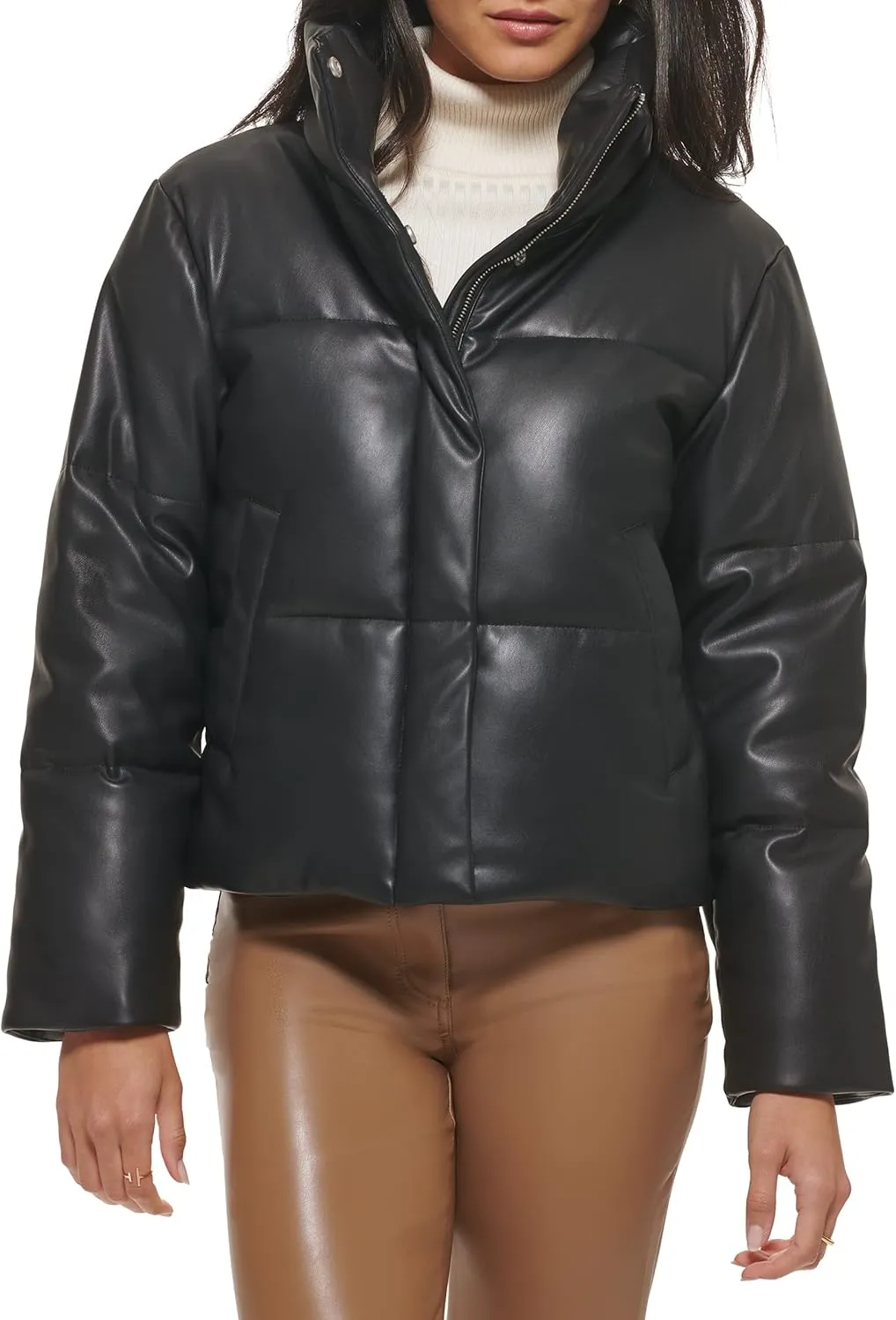 Levi's Women's Vegan Leather Quilted Shorty Puffer