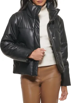Levi's Women's Vegan Leather Quilted Shorty Puffer