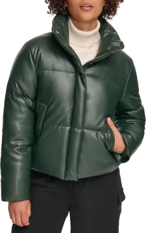 Levi's Women's Vegan Leather Quilted Shorty Puffer