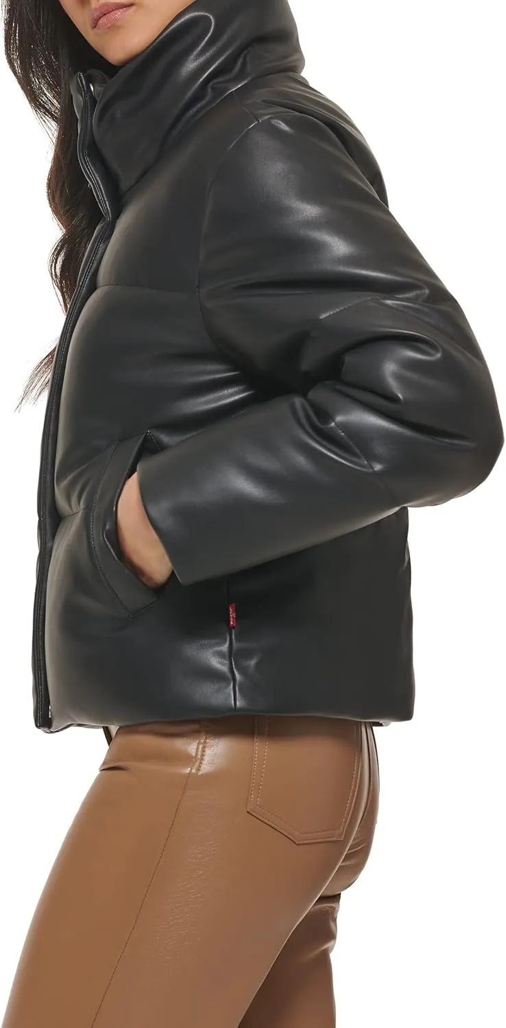 Levi's Women's Vegan Leather Quilted Shorty Puffer
