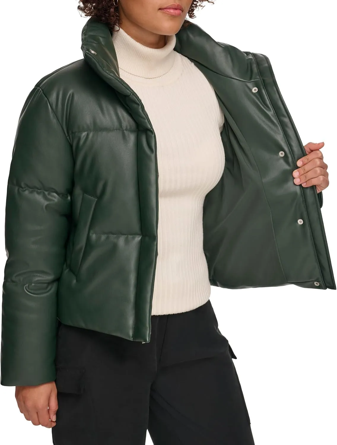 Levi's Women's Vegan Leather Quilted Shorty Puffer