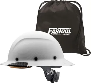 Lift Safety HDF-24CWM DAX Fiber Resin Full Brim Hard Hat (White Carbon Matte) with Tote Bag