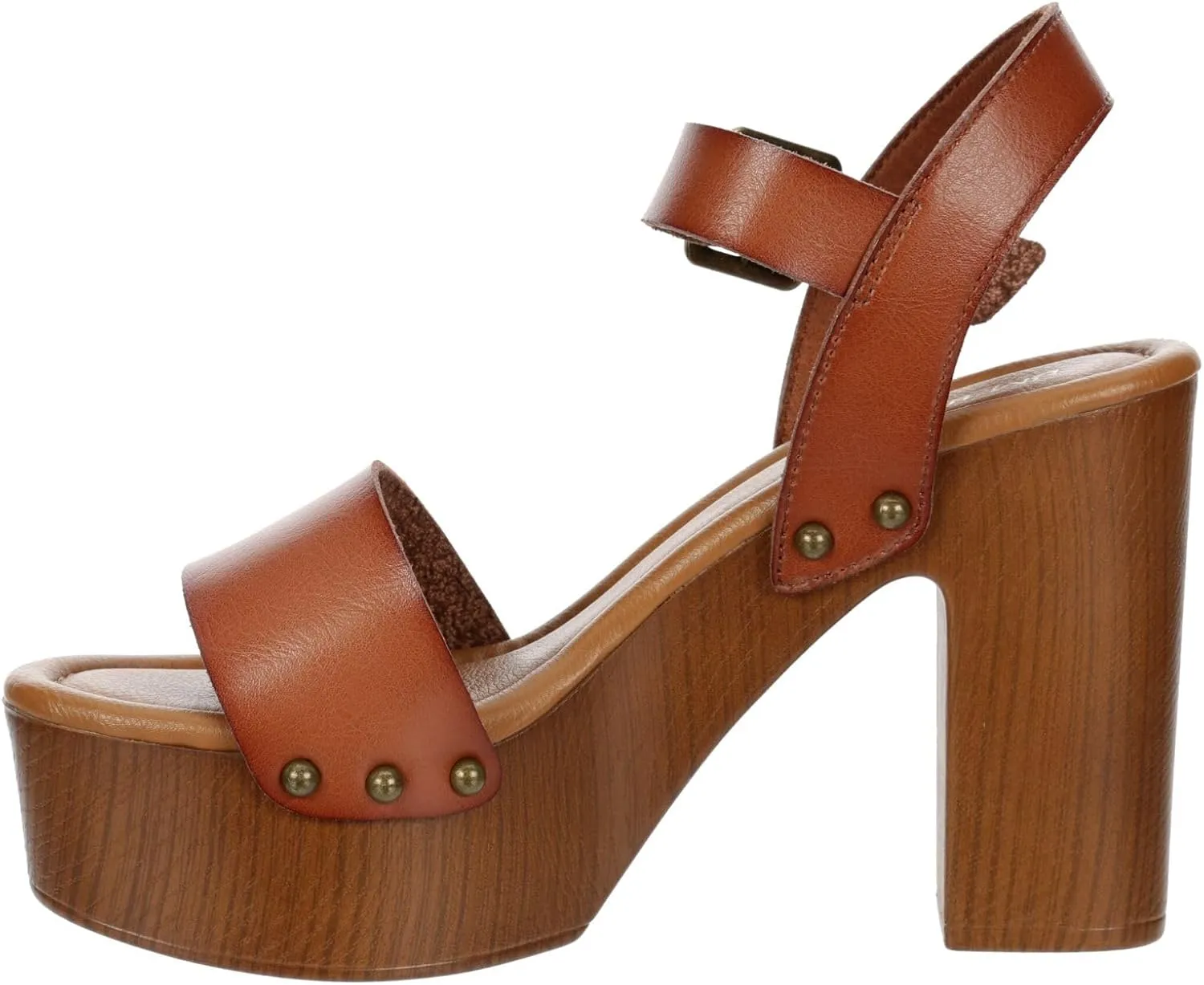 Limelight April Apple - Women's Faux Wooden High Heeled Platform Dress Sandals