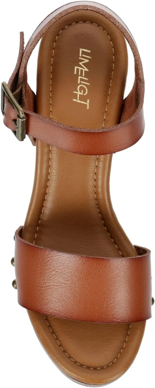 Limelight April Apple - Women's Faux Wooden High Heeled Platform Dress Sandals