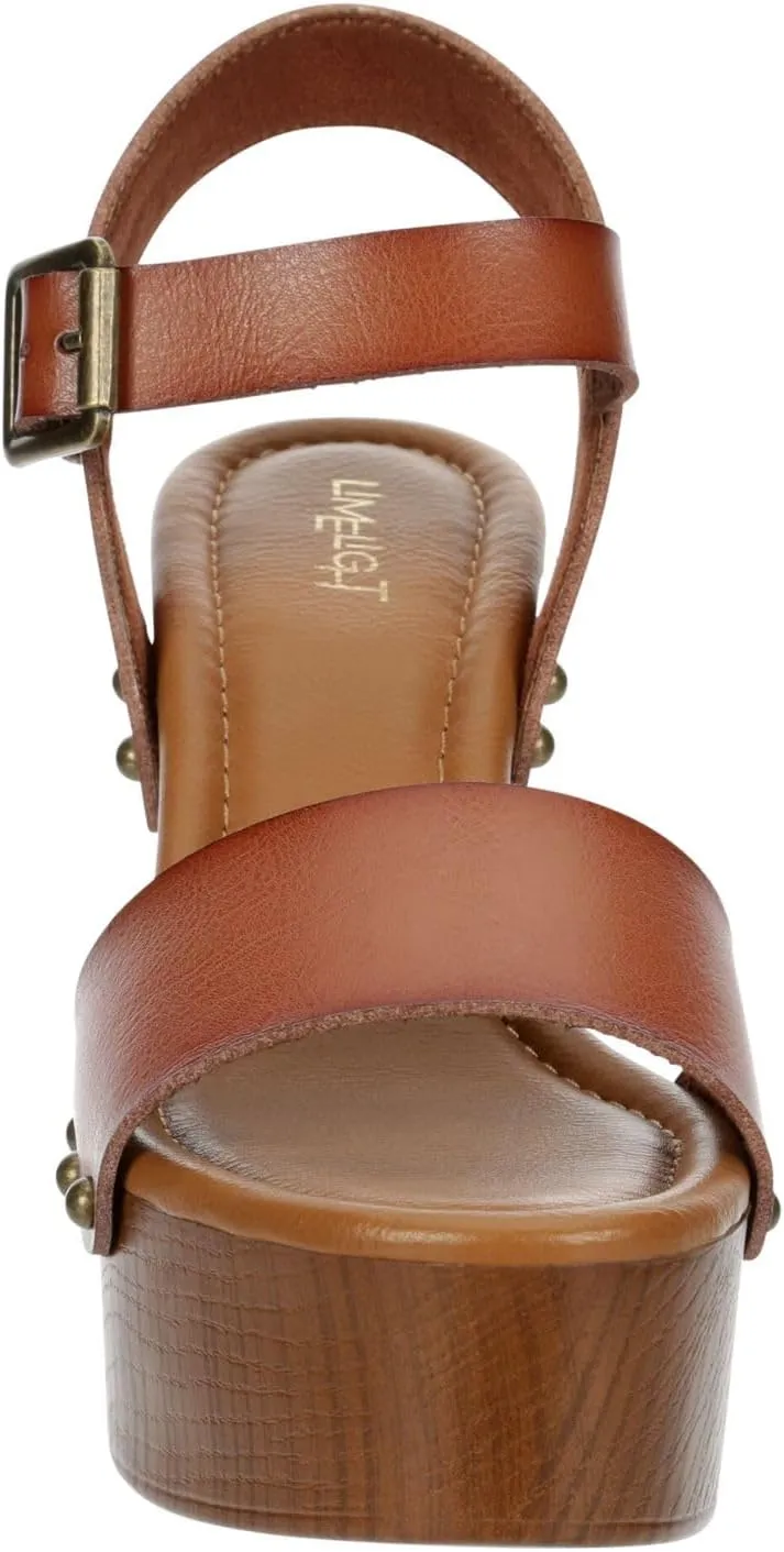Limelight April Apple - Women's Faux Wooden High Heeled Platform Dress Sandals