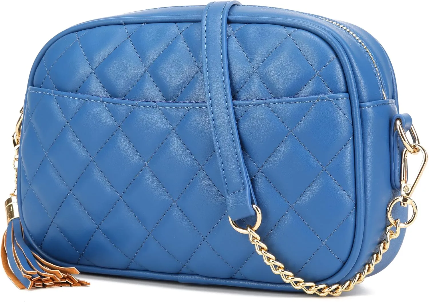 lola mae Quilted Crossbody Bag, Medium Lightweight Shoulder Purse Top Zipper Tassel Accent