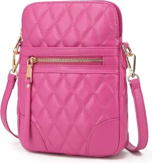 lola mae Small Quilted Crossbody Bag for Women Phone Pocket Shoulder Handbag Zipper Closure