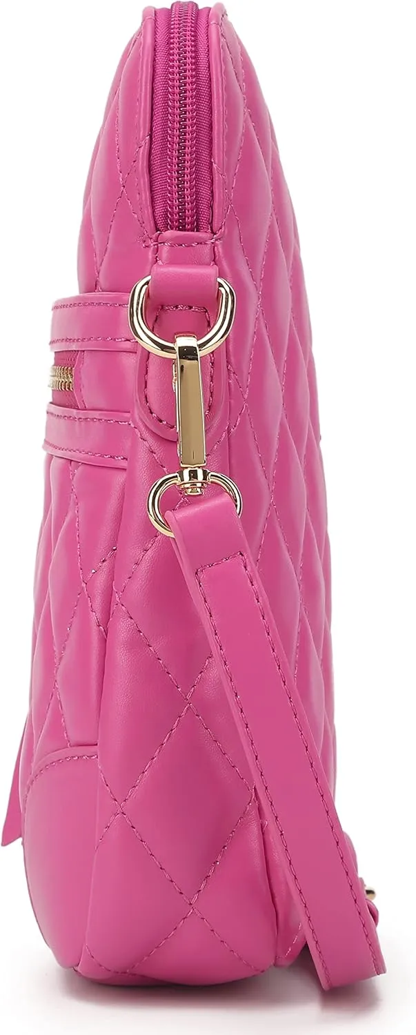 lola mae Small Quilted Crossbody Bag for Women Phone Pocket Shoulder Handbag Zipper Closure