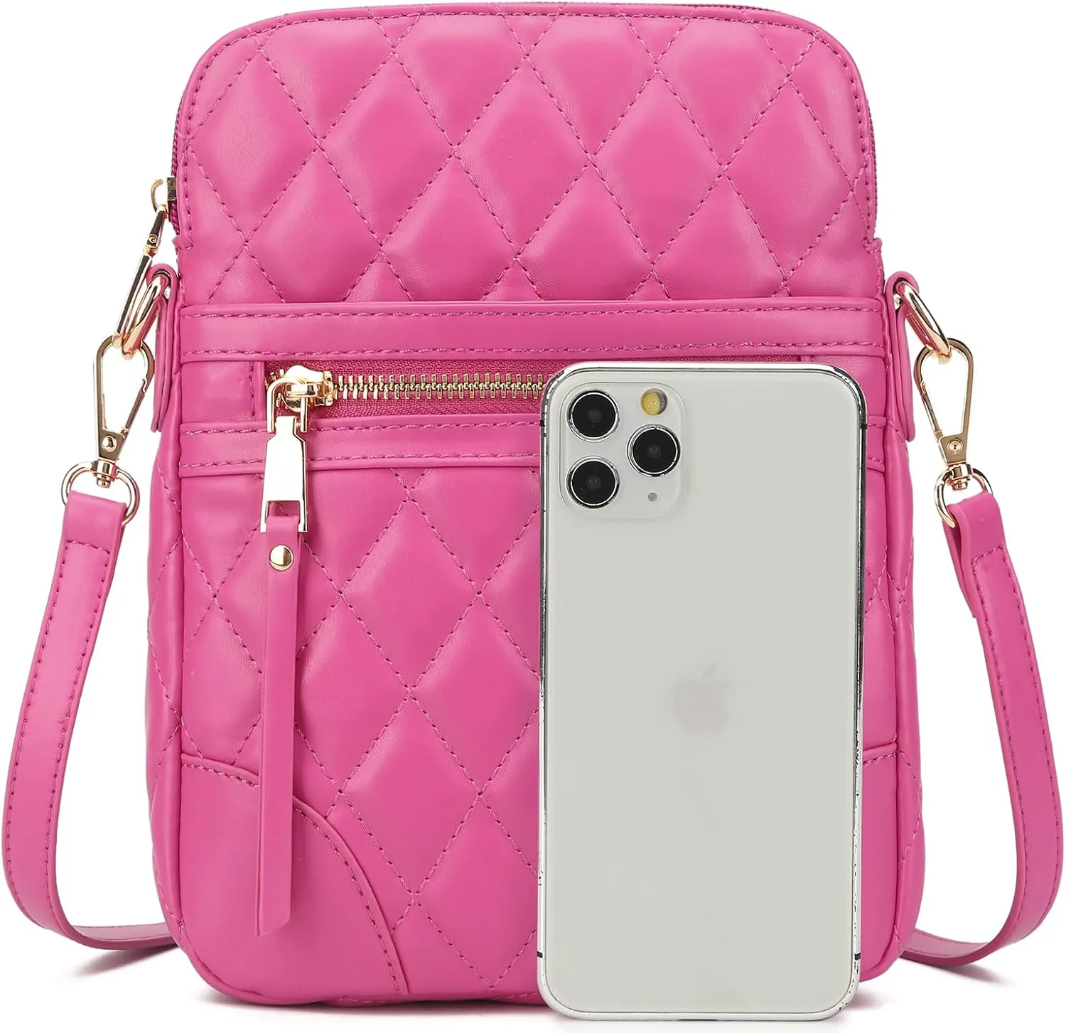 lola mae Small Quilted Crossbody Bag for Women Phone Pocket Shoulder Handbag Zipper Closure