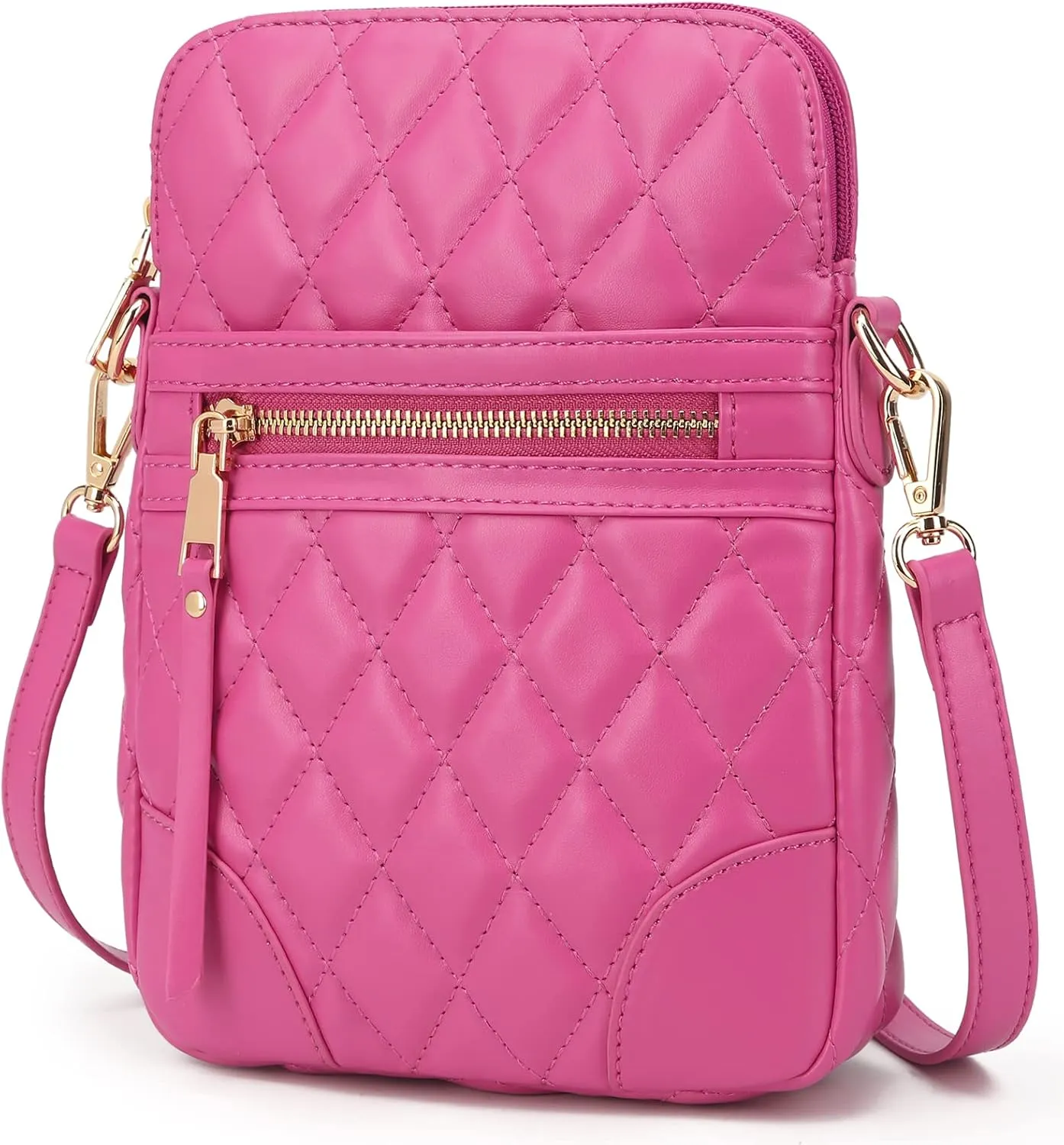 lola mae Small Quilted Crossbody Bag for Women Phone Pocket Shoulder Handbag Zipper Closure