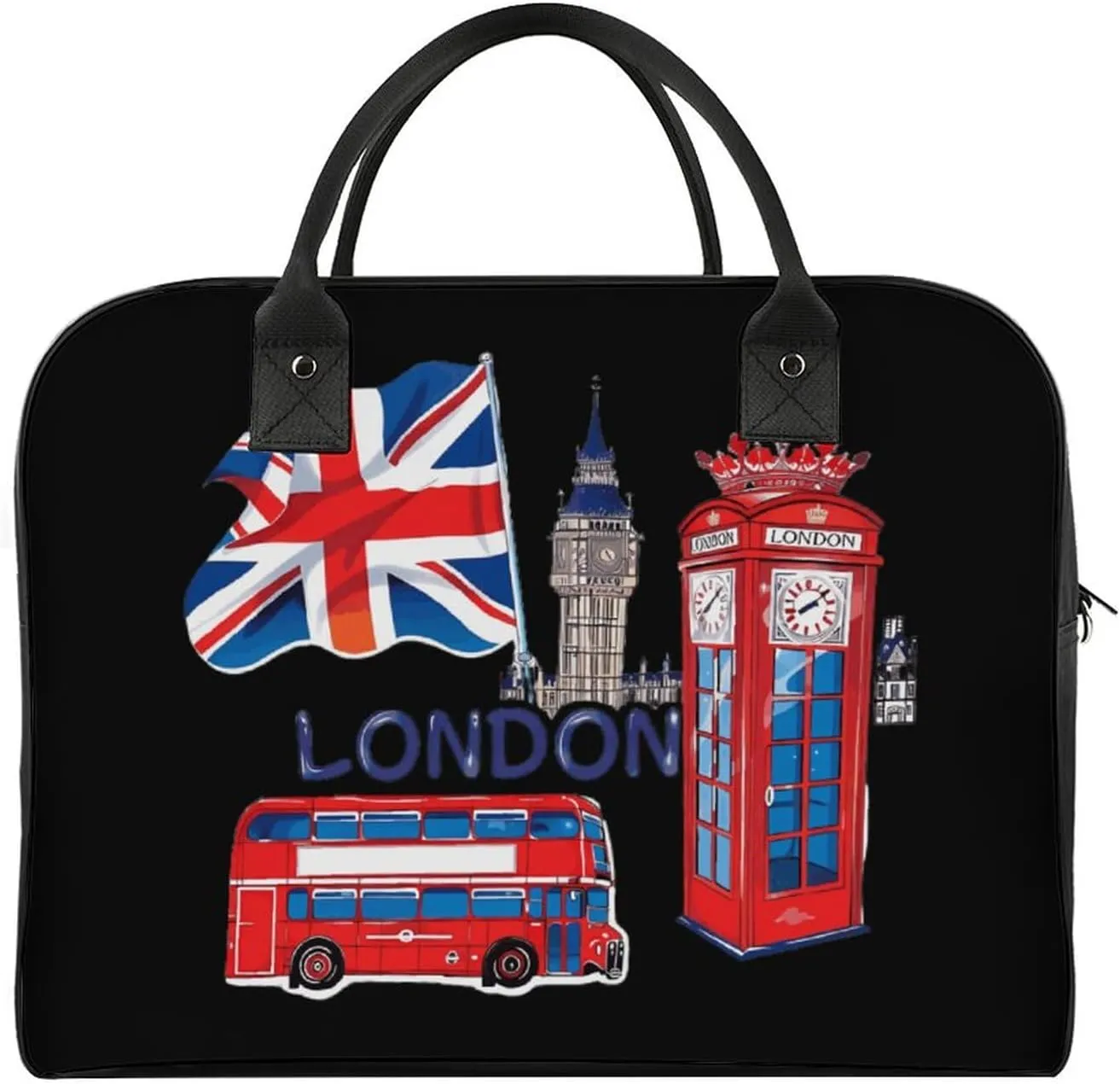 London Souvenir Travel Duffel Bag Weekender Overnight Shoulder Bags Luggage Carrying Tote for Men Women