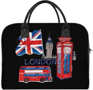 London Souvenir Travel Duffel Bag Weekender Overnight Shoulder Bags Luggage Carrying Tote for Men Women