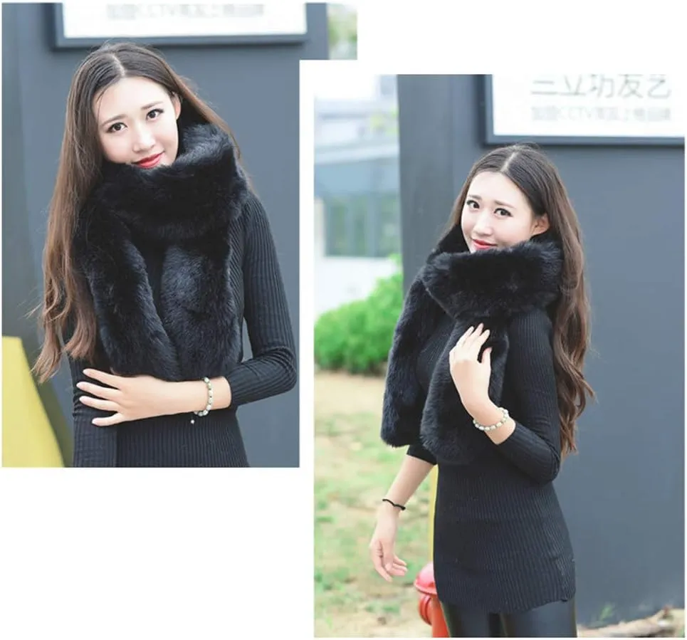 Long Men Women Faux Fur Collar Winter Warm Wrap Stole Scarf Shawl Shrug