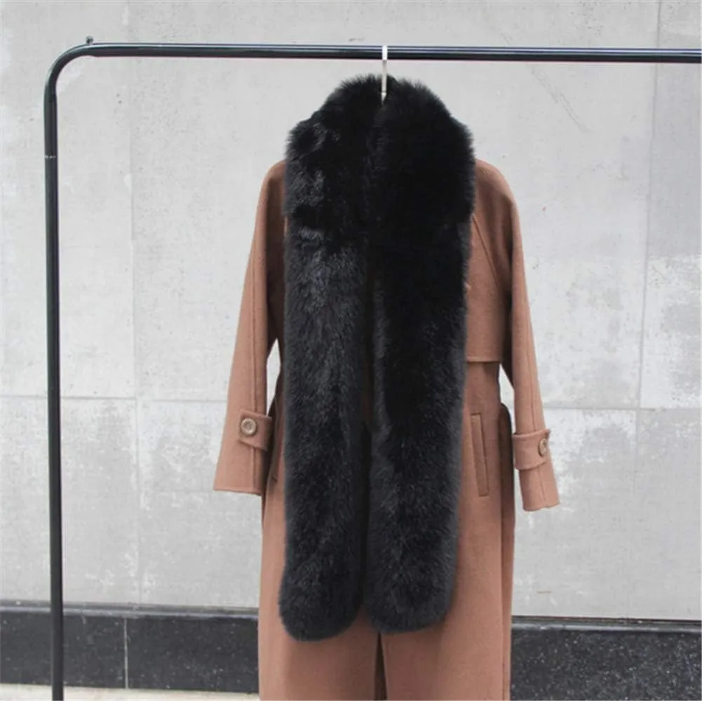 Long Men Women Faux Fur Collar Winter Warm Wrap Stole Scarf Shawl Shrug