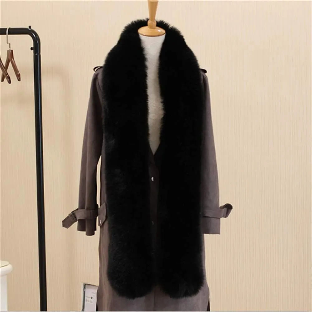 Long Men Women Faux Fur Collar Winter Warm Wrap Stole Scarf Shawl Shrug