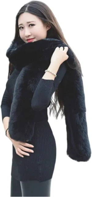 Long Men Women Faux Fur Collar Winter Warm Wrap Stole Scarf Shawl Shrug