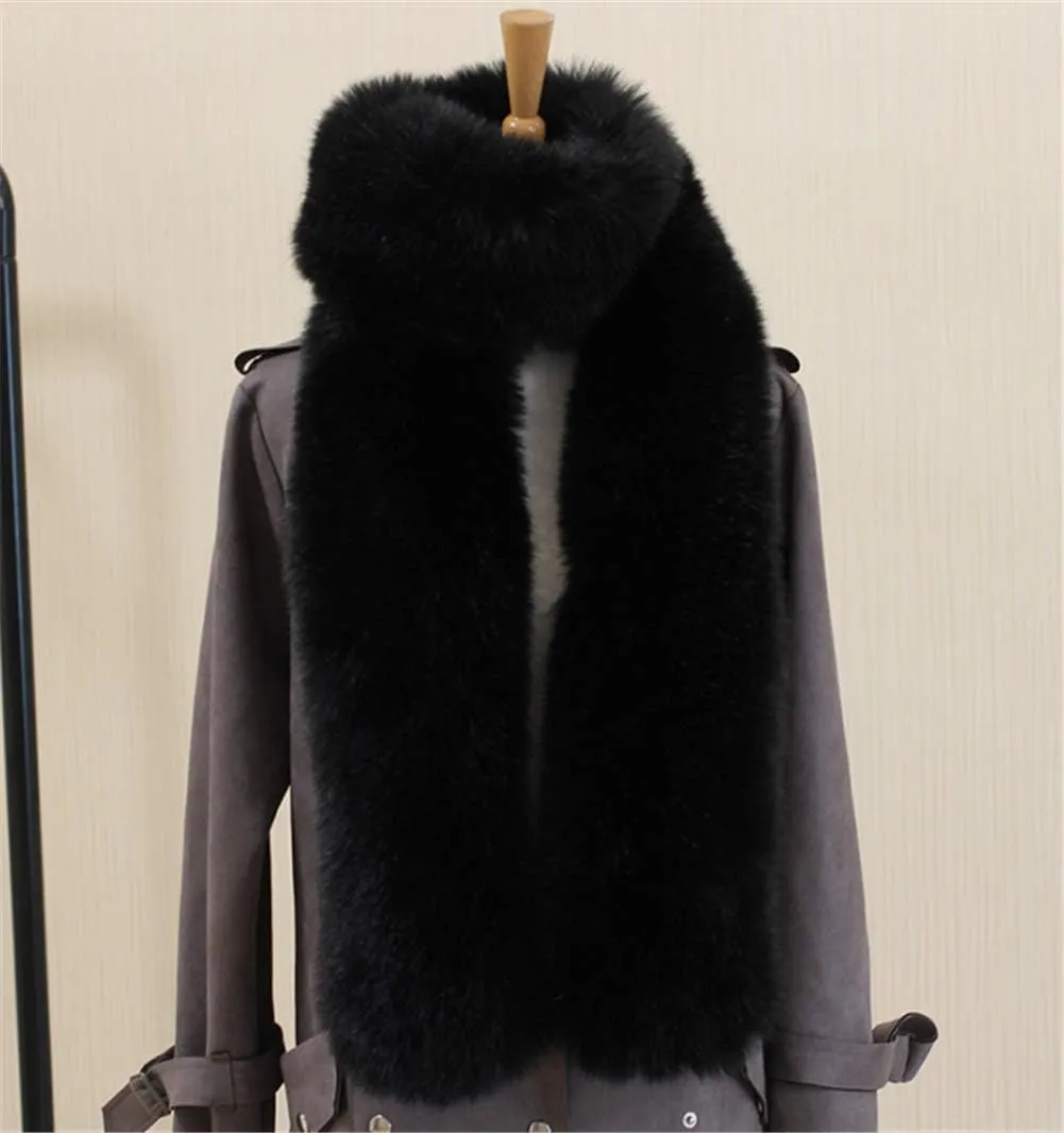 Long Men Women Faux Fur Collar Winter Warm Wrap Stole Scarf Shawl Shrug