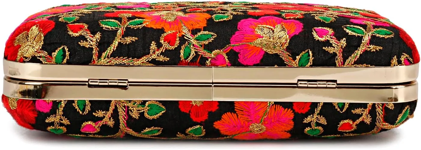 LONGING TO BUY Hand Crafted Designer Box Clutch - Zari Embroidery For Women