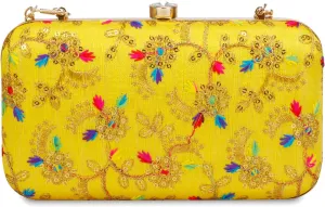 LONGING TO BUY Hand Crafted Designer Box Clutch - Zari Embroidery For Women