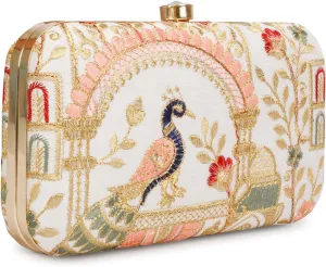 LONGING TO BUY Hand Crafted Designer Box Clutch - Zari Embroidery For Women