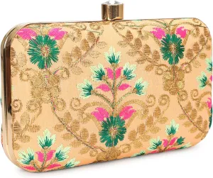 LONGING TO BUY Hand Crafted Designer Box Clutch - Zari Embroidery For Women