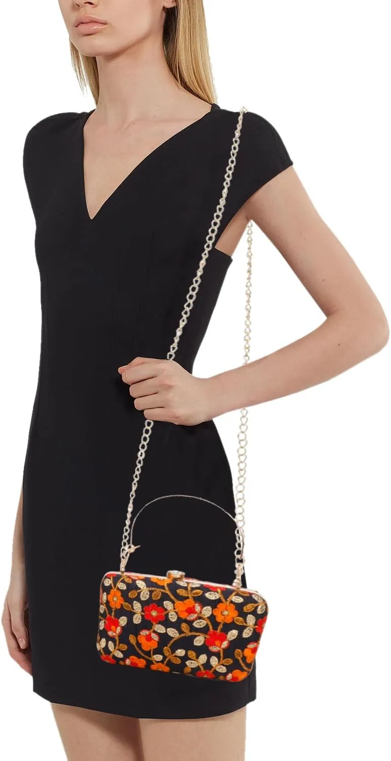 LONGING TO BUY Hand Crafted Designer Box Clutch - Zari Embroidery For Women