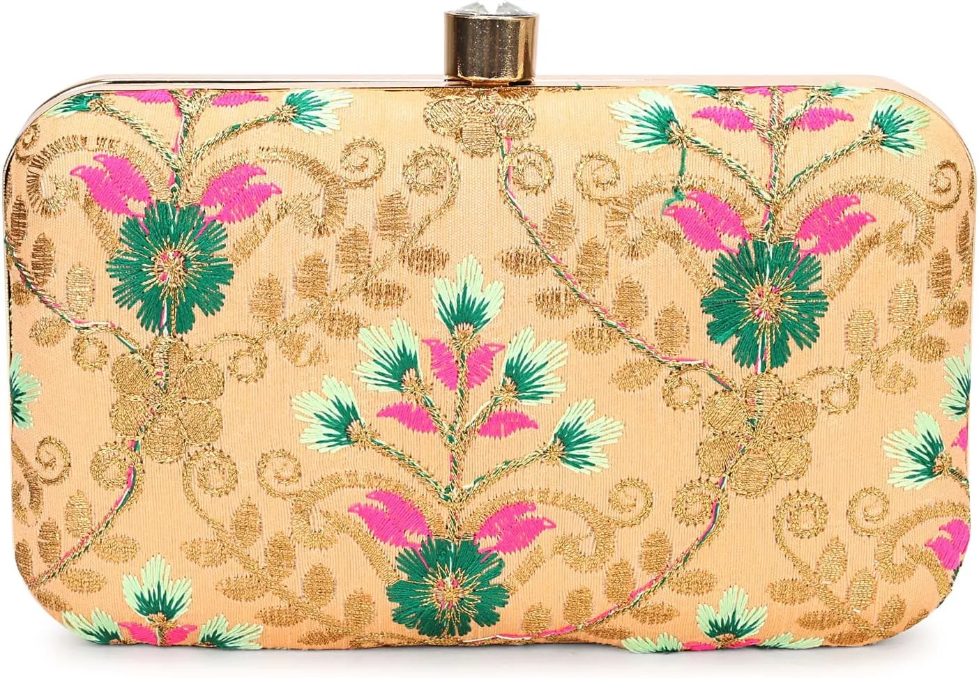 LONGING TO BUY Hand Crafted Designer Box Clutch - Zari Embroidery For Women
