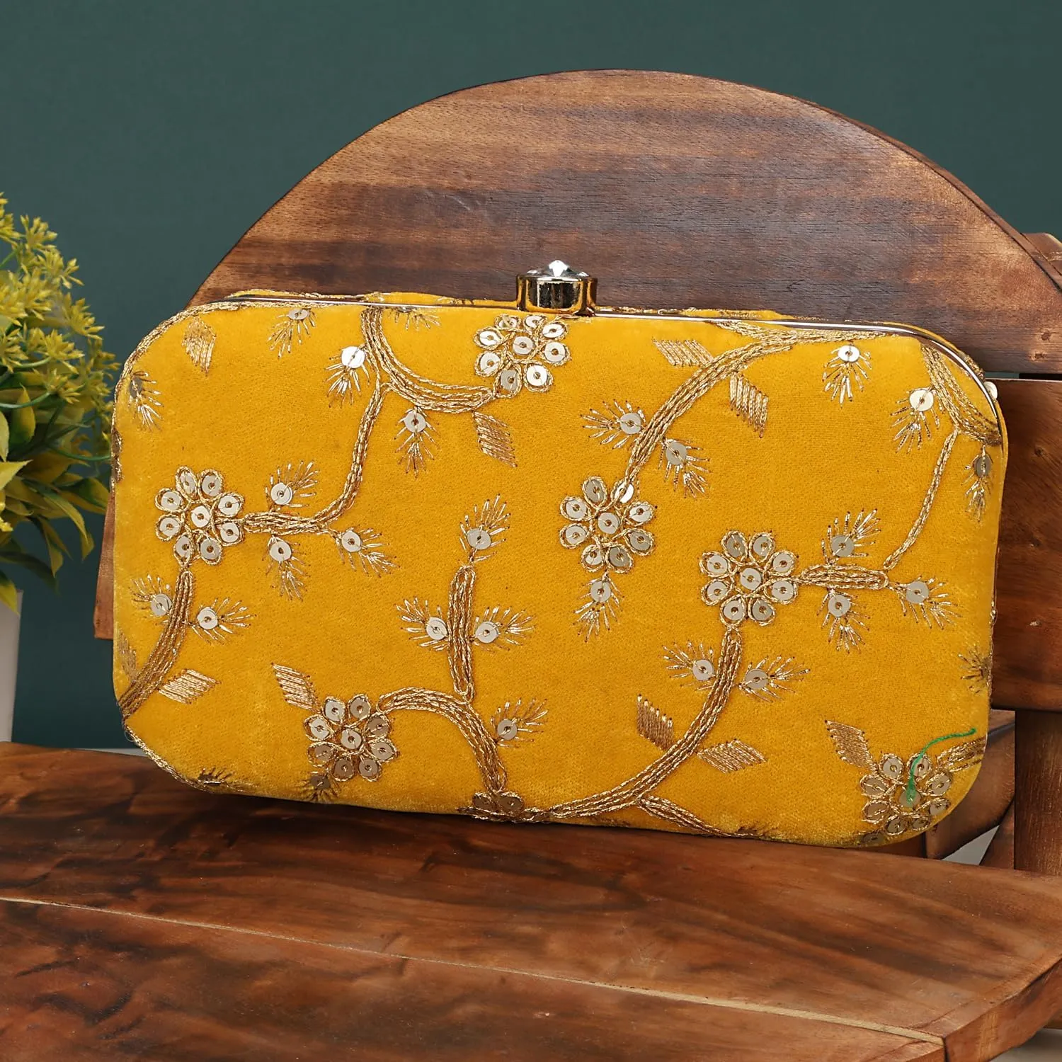 LONGING TO BUY Hand Crafted Designer Box Clutch - Zari Embroidery For Women