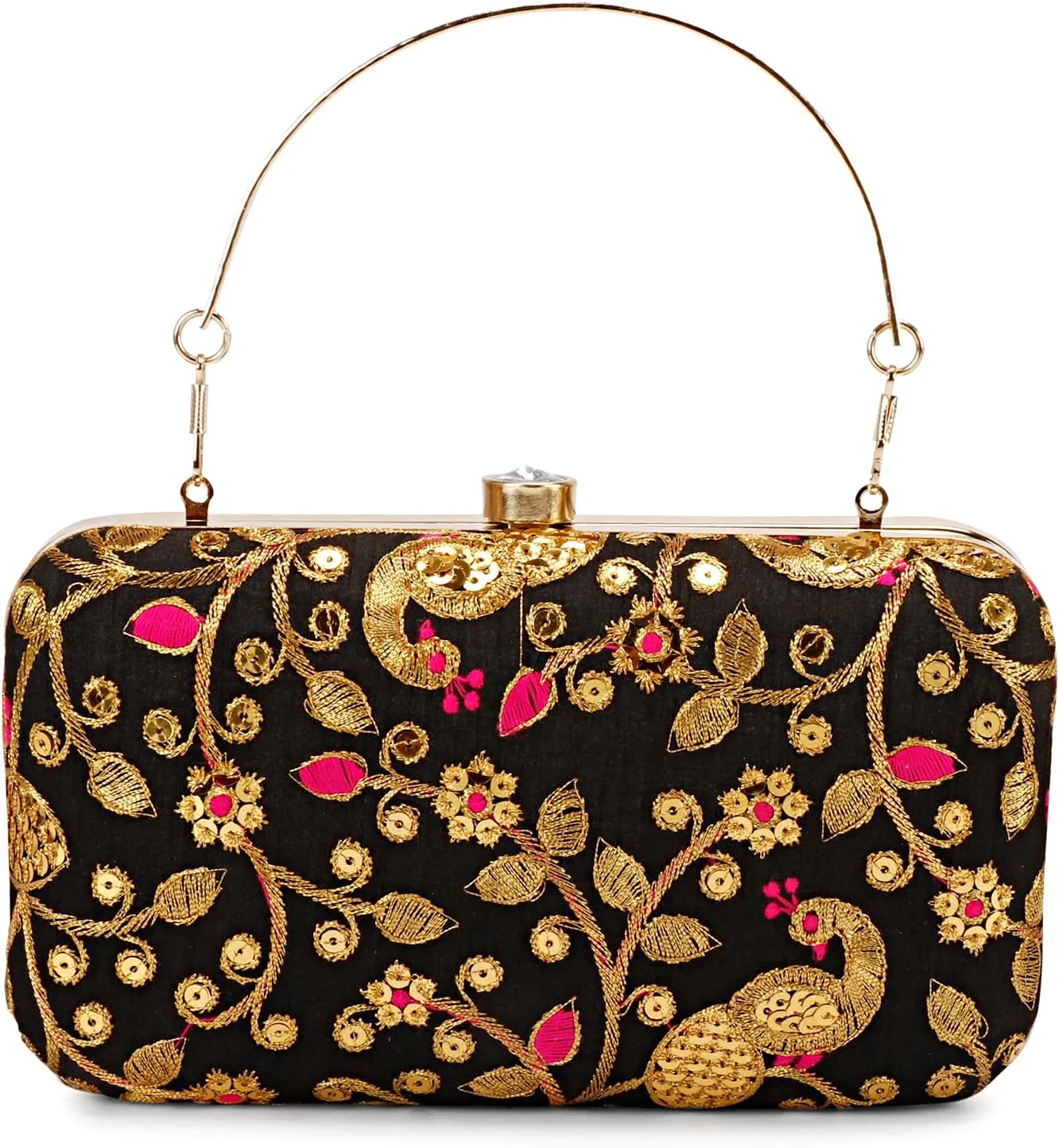 LONGING TO BUY Hand Crafted Designer Box Clutch - Zari Embroidery For Women