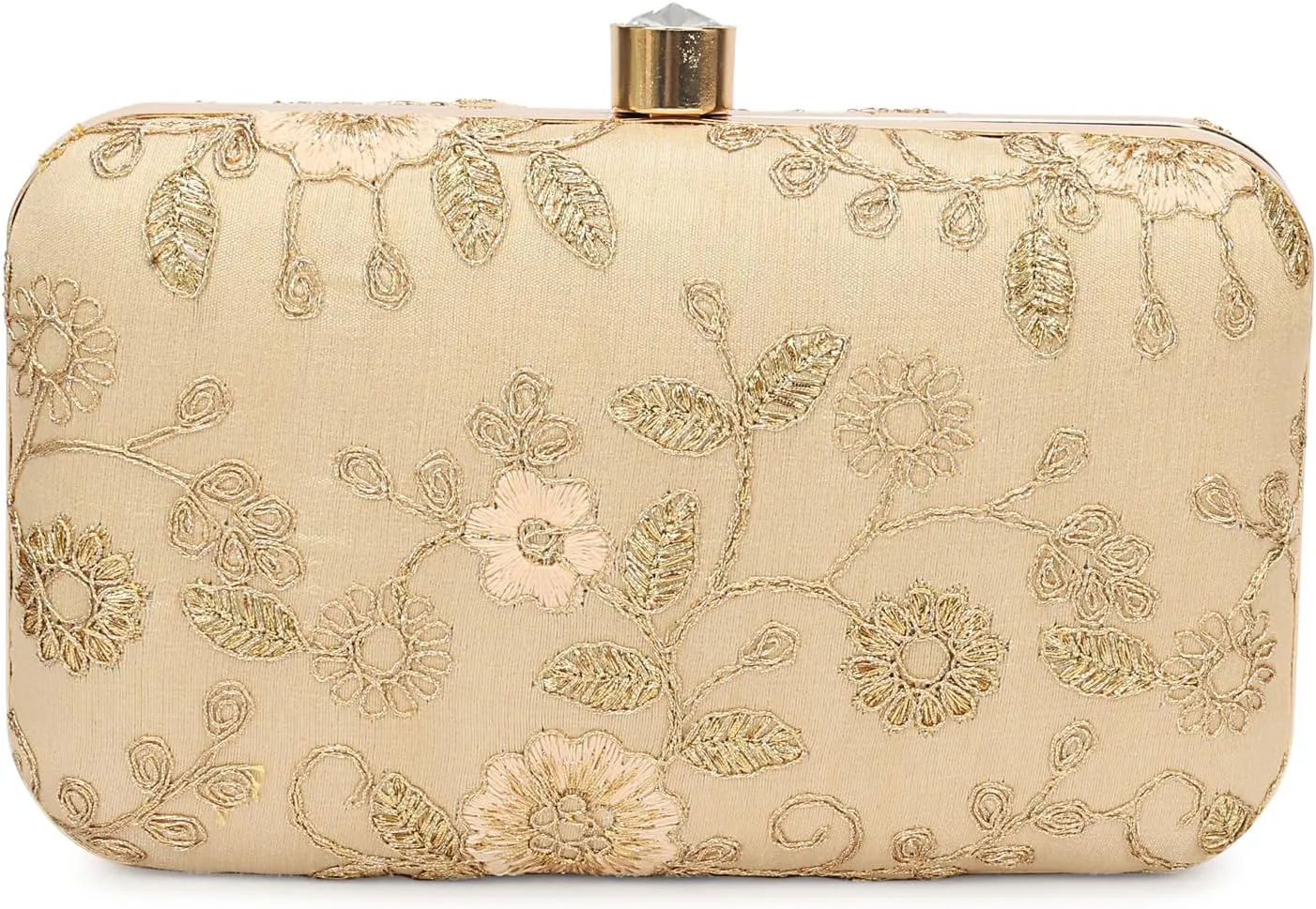 LONGING TO BUY Hand Crafted Designer Box Clutch - Zari Embroidery For Women