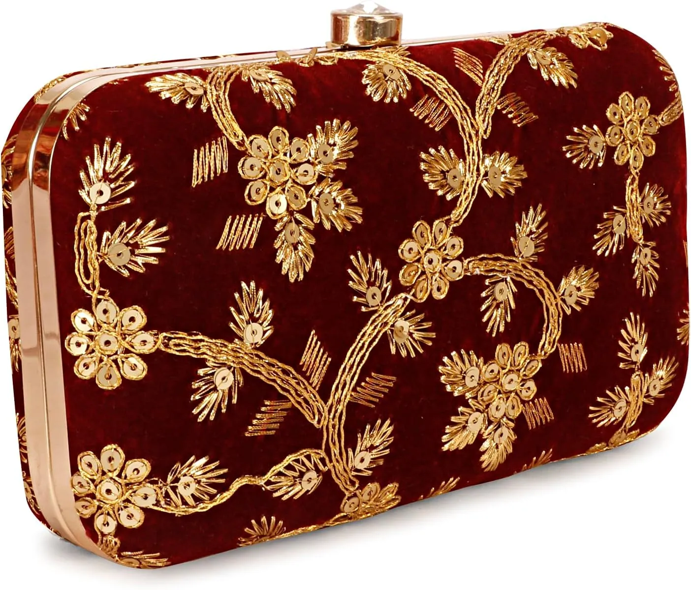 LONGING TO BUY Hand Crafted Designer Box Clutch - Zari Embroidery For Women