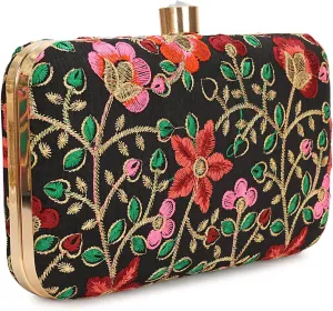 LONGING TO BUY Hand Crafted Designer Box Clutch - Zari Embroidery For Women