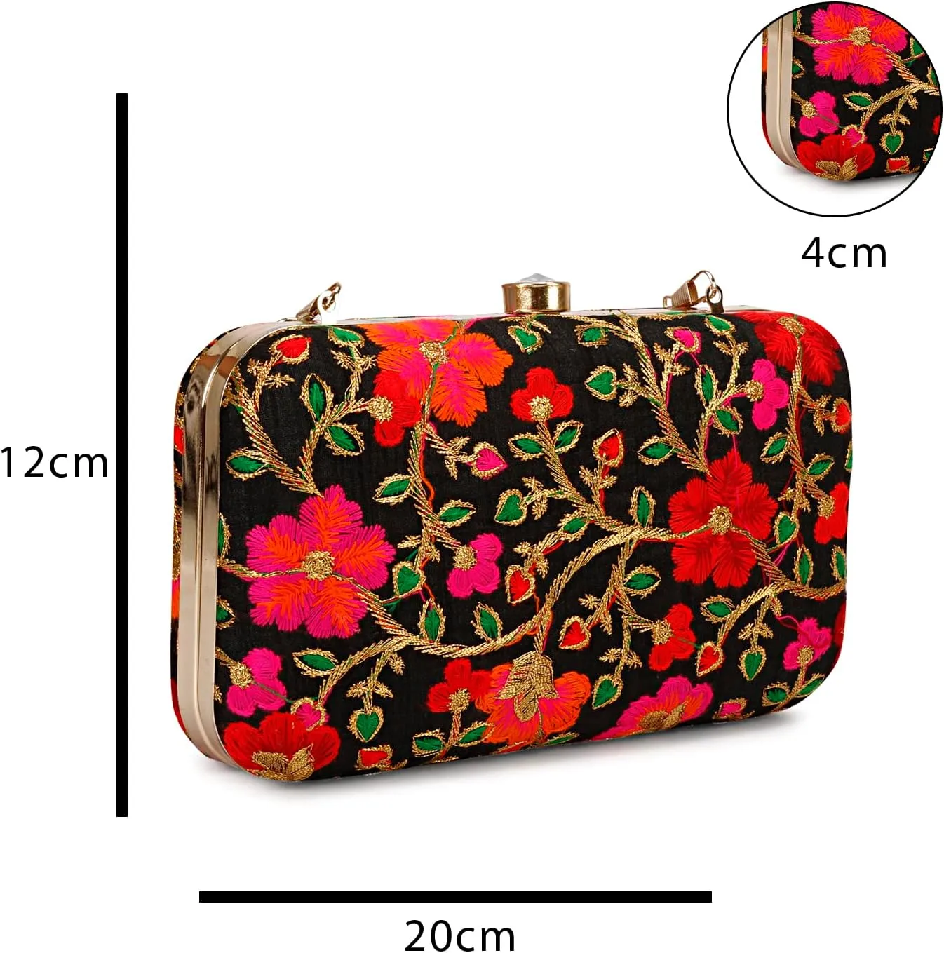 LONGING TO BUY Hand Crafted Designer Box Clutch - Zari Embroidery For Women