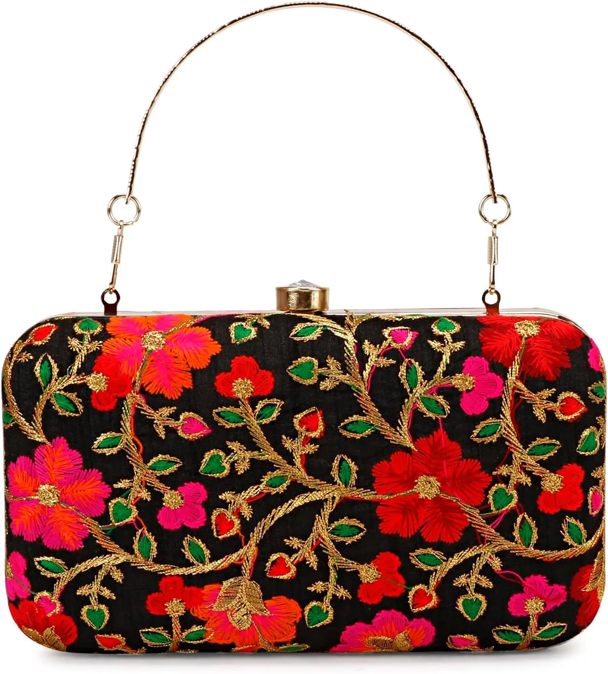 LONGING TO BUY Hand Crafted Designer Box Clutch - Zari Embroidery For Women