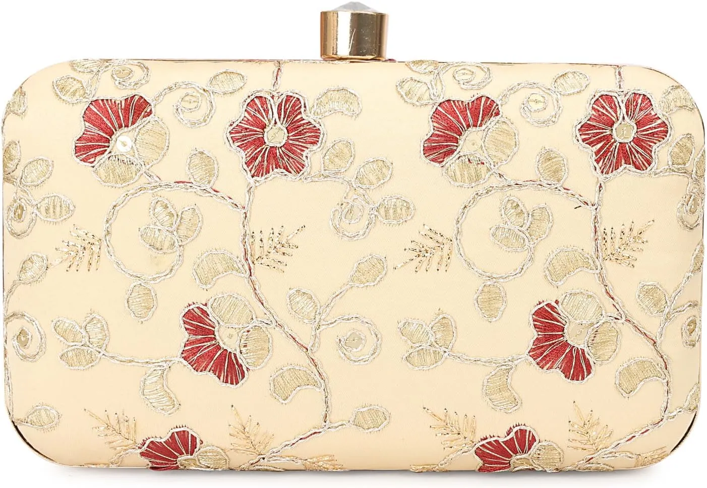 LONGING TO BUY Hand Crafted Designer Box Clutch - Zari Embroidery For Women