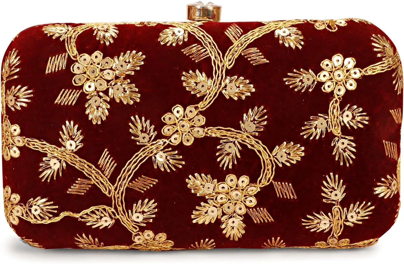 LONGING TO BUY Hand Crafted Designer Box Clutch - Zari Embroidery For Women